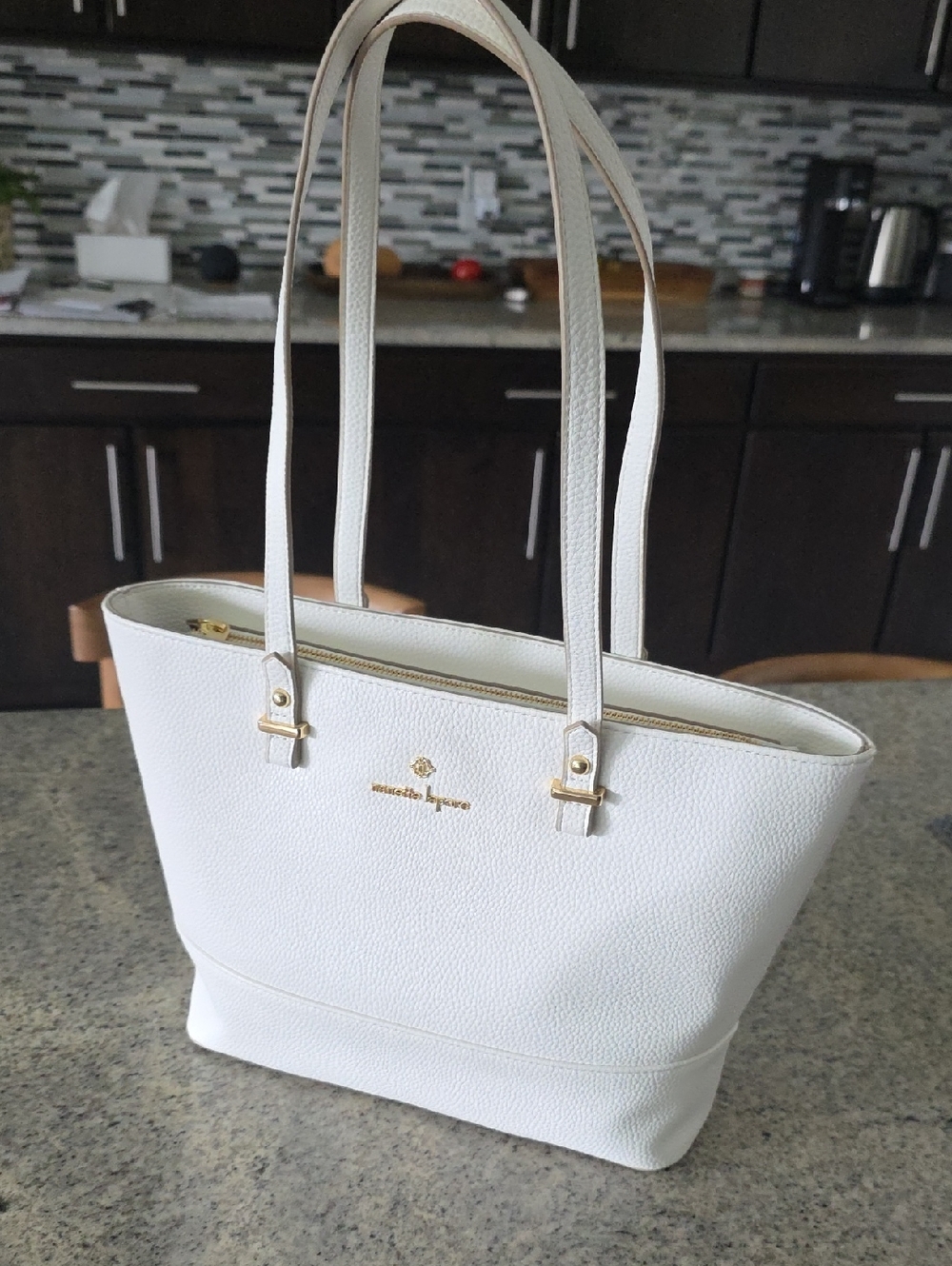 Nanette Lepore Ivory/White Pebbled Tote Bag